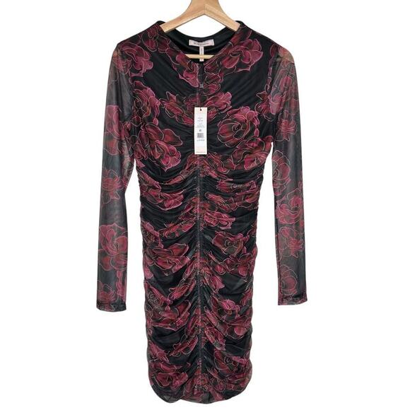 New Women’s BCBGeneration Printed Mesh Ruched Mini Dress Size 8 - Picture 2 of 8